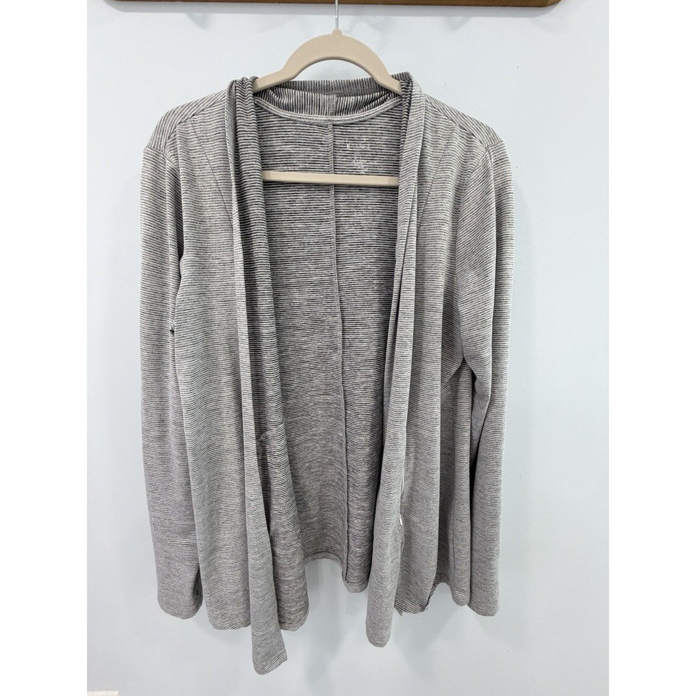 Market & Spruce Stitch Fix Long Line Open Front Cardigan Gray Stripe Size XL